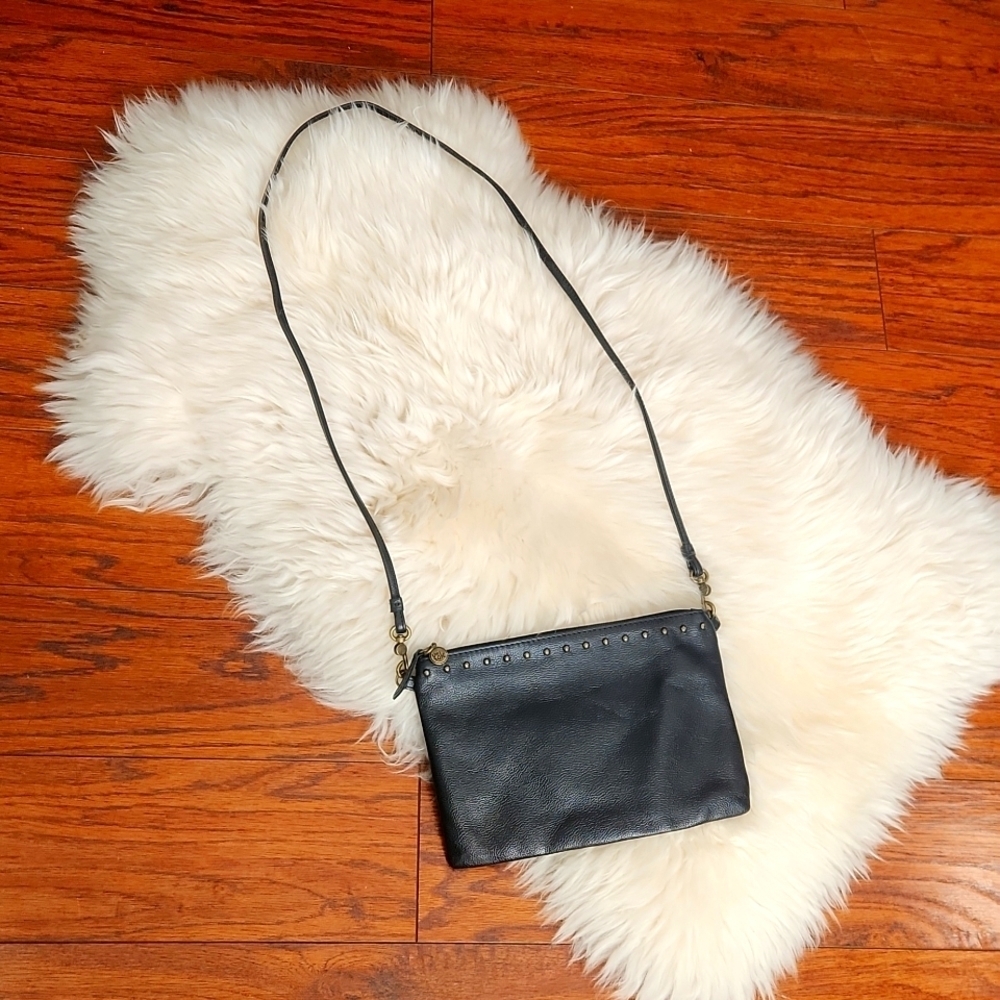 The Sak Black Studded Leather Zip Top Mini Bag